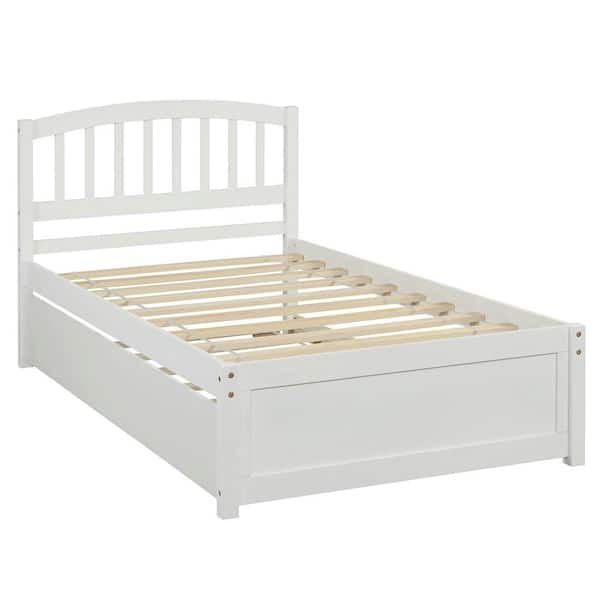 Qualler Ojai White Twin Size Platform Bed with Trundle