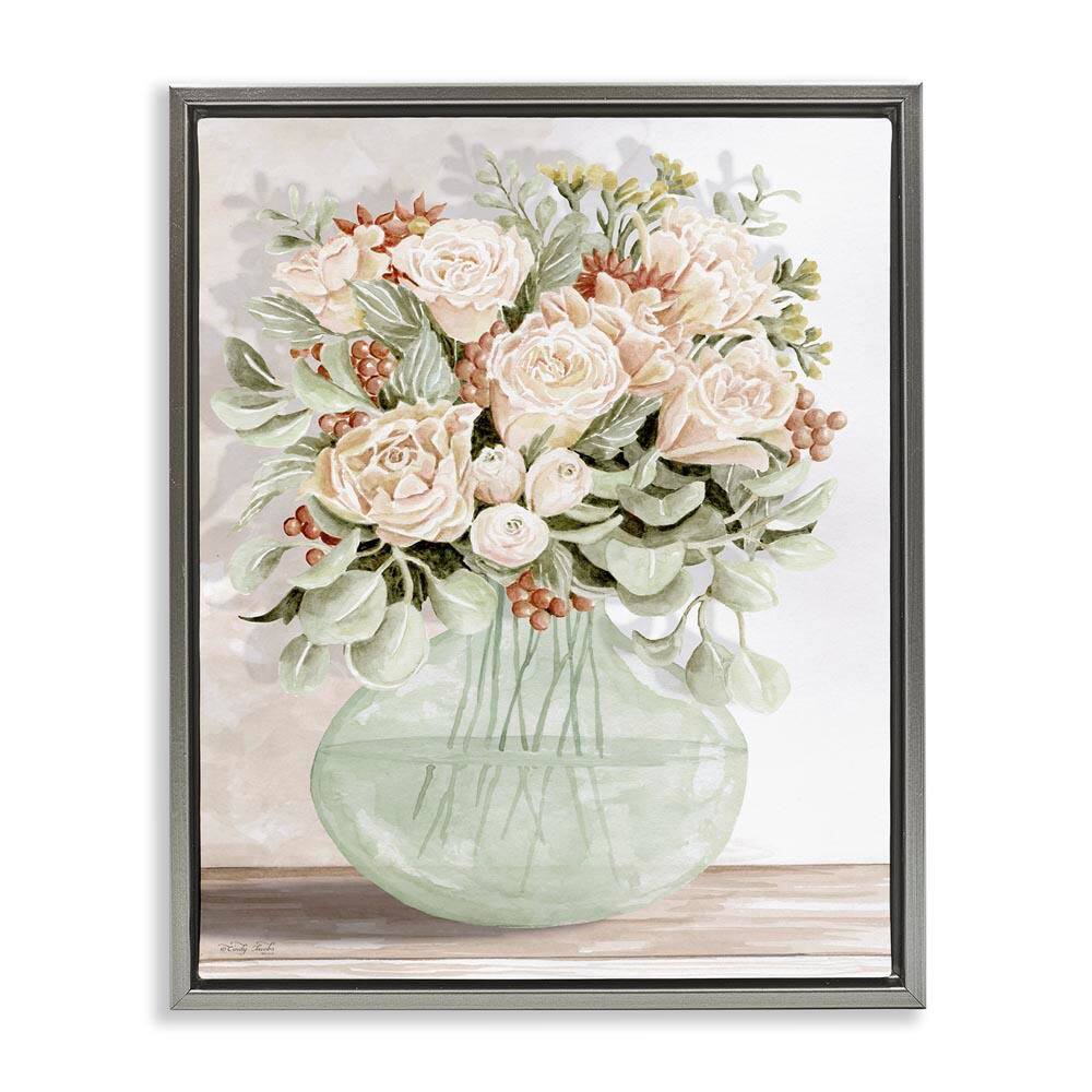Rose and Herb Bouquet by Cindy Jacobs Gray Floater Frame Nature Graphic Art Print 31 in. x 25 in. price history on PriceWatchPro
