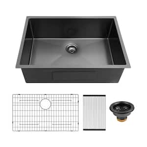 30 in. x 21 in. Undermount Kitchen Sink 16-Gauge Stainless Steel Single Bowl Kitchen Sink Gunmetal Black