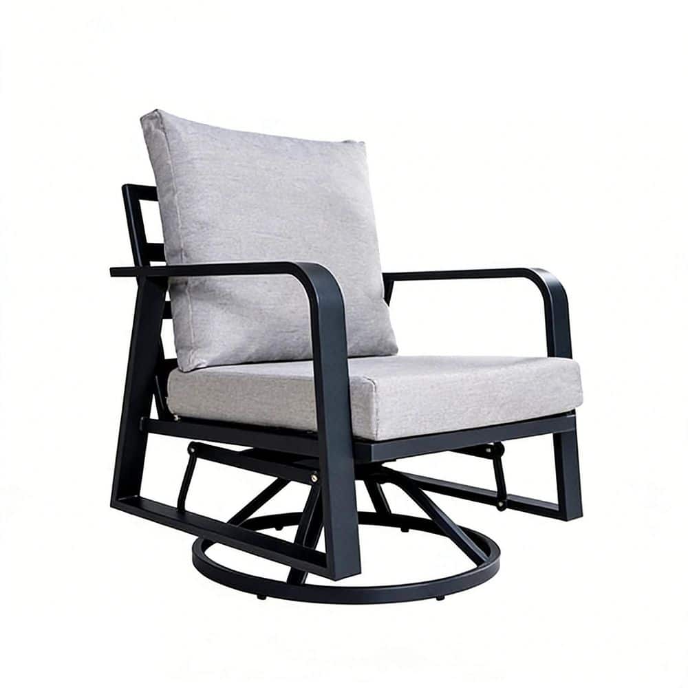 Dark Grey Aluminum Outdoor Swivel Patio Chair with Beige Cushions price history on PriceWatchPro
