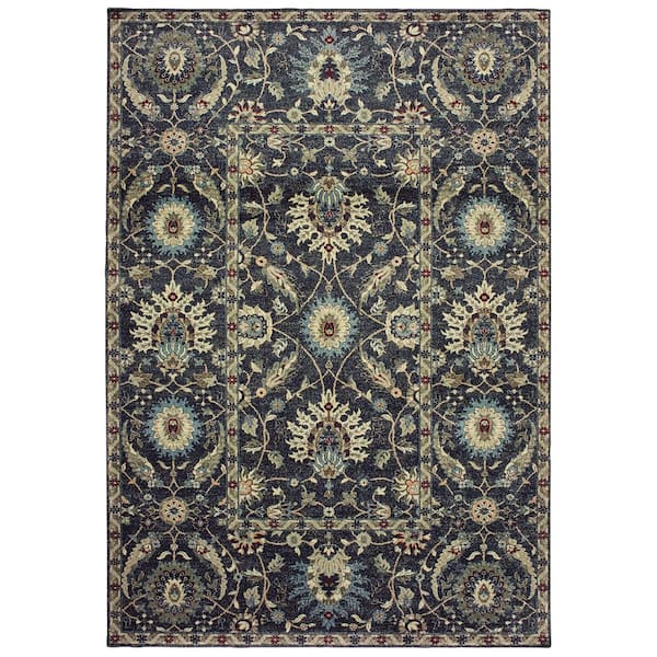 AVERLEY HOME Ralston Navy/Ivory 6 ft. x 9 ft. Border Area Rug