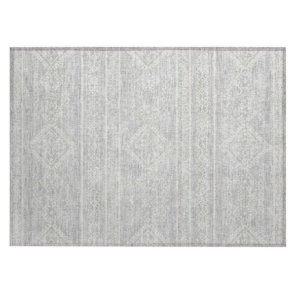 Chantille Machine Washable Indoor/Outdoor Abstract ACN901 Silver 1 ft. 8 in. x 2 ft. 6 in. Area Rug