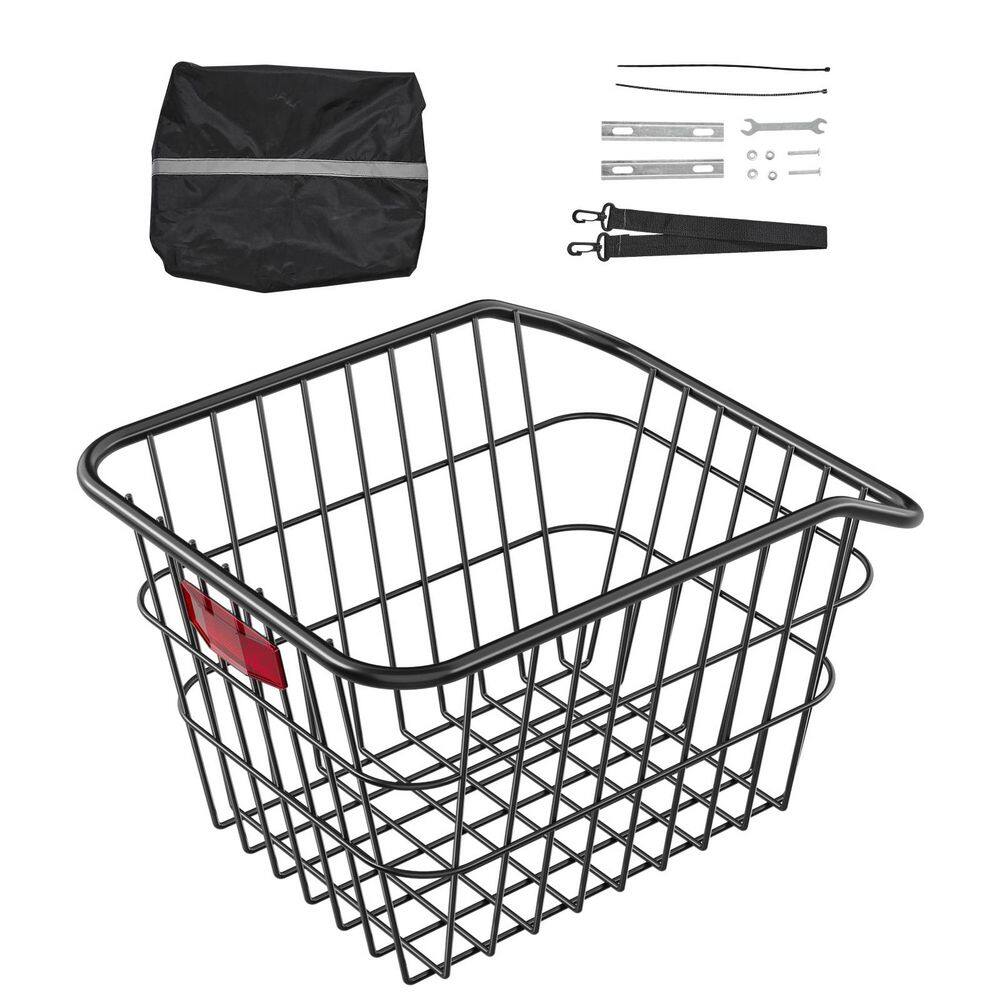 Rear Bike Basket, Metal Wire Bicycle Basket with Reflective Tail Light and Waterproof Cover, Durable Bike Back Basket price history on PriceWatchPro