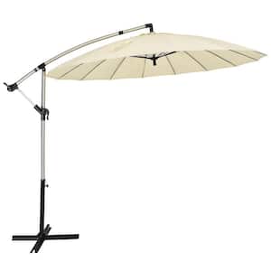 10 ft. Round Cantilever Offset Outdoor Patio Umbrella in Beige