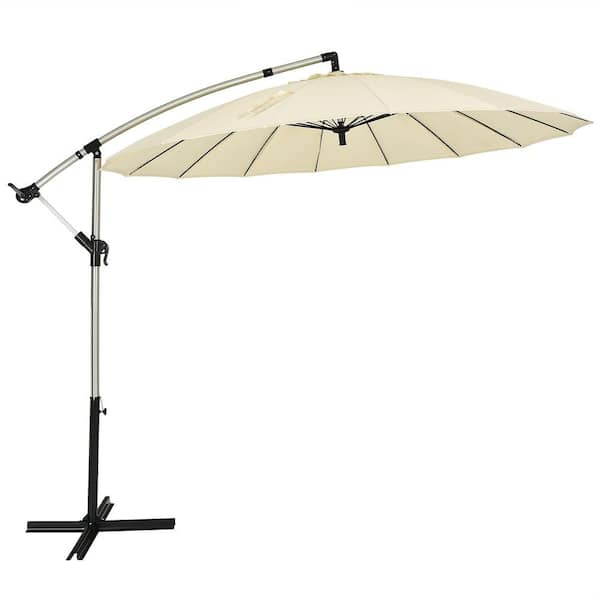 Alpulon 10 ft. Round Cantilever Offset Outdoor Patio Umbrella in Beige