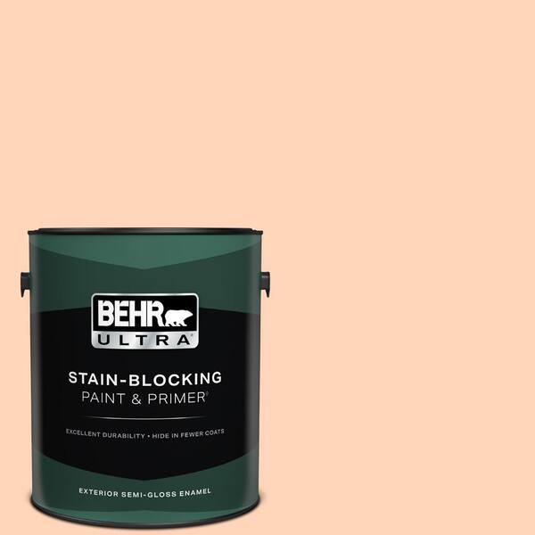 BEHR ULTRA 1 gal. #260A-3 Peach Beige Semi-Gloss Enamel Exterior Paint & Primer