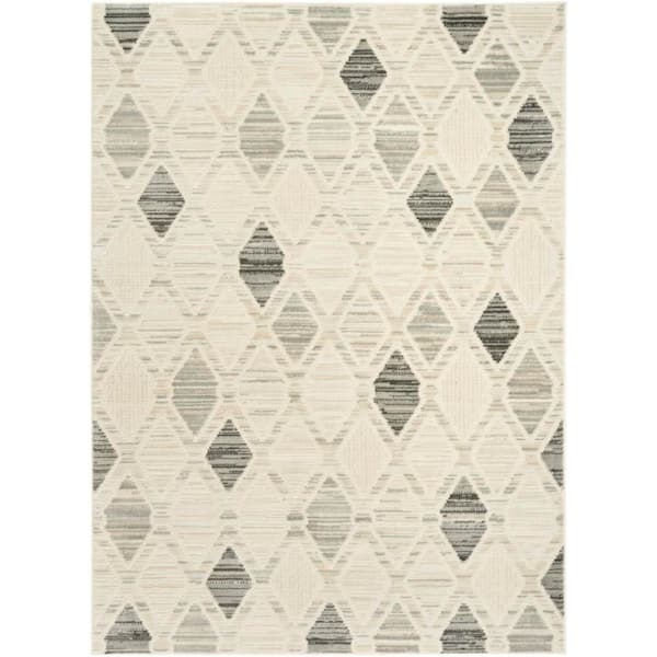 Serenity Home Beige Grey 4 ft. x 6 ft. Geometric Contemporary Area Rug