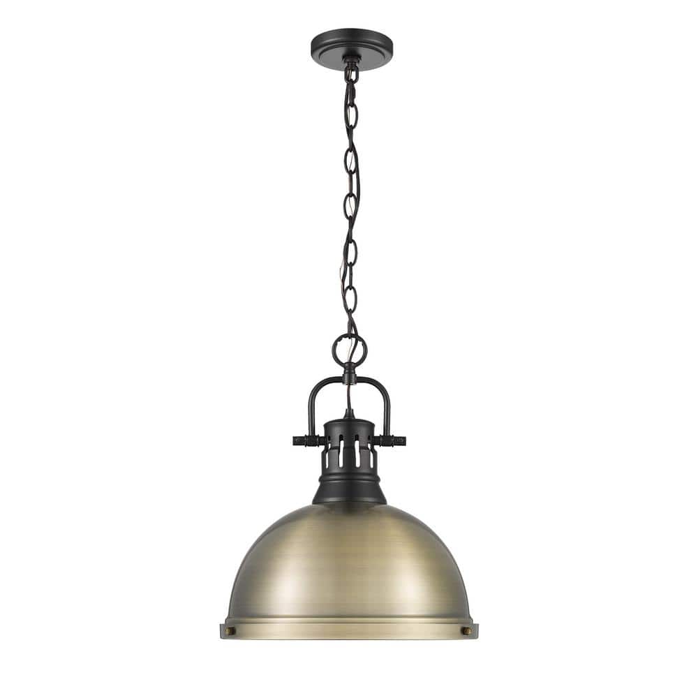 Duncan 100-Watt 1-Light Matte Black Shaded Pendant Light with Gold Shade and No Bulbs Included price history on PriceWatchPro