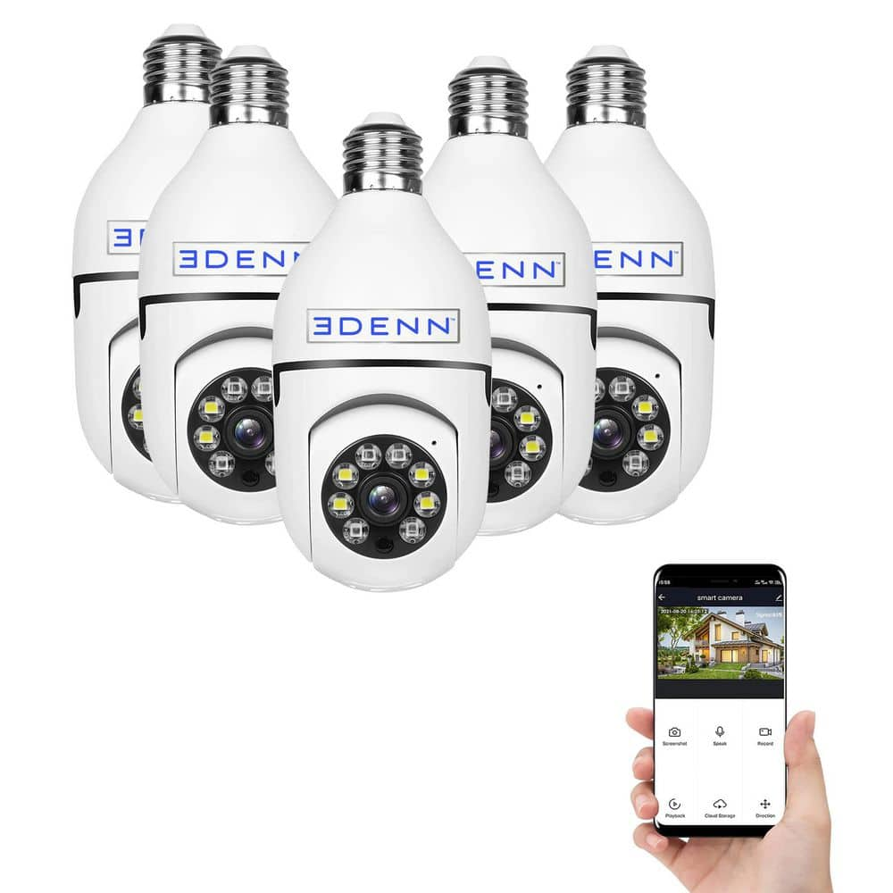 Wireless Light Bulb Indoor/Outdoor Dome WIFI Security Camera (5-Pack ...