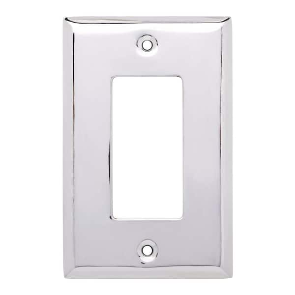 Hampton Bay Stamped Square Decorative Single Rocker Switch Plate, Polished Chrome