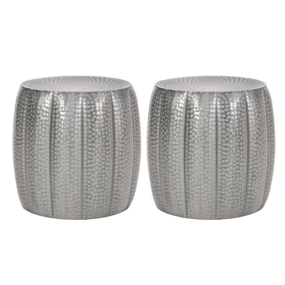 Metal Hammered End Tables (Set of 2)