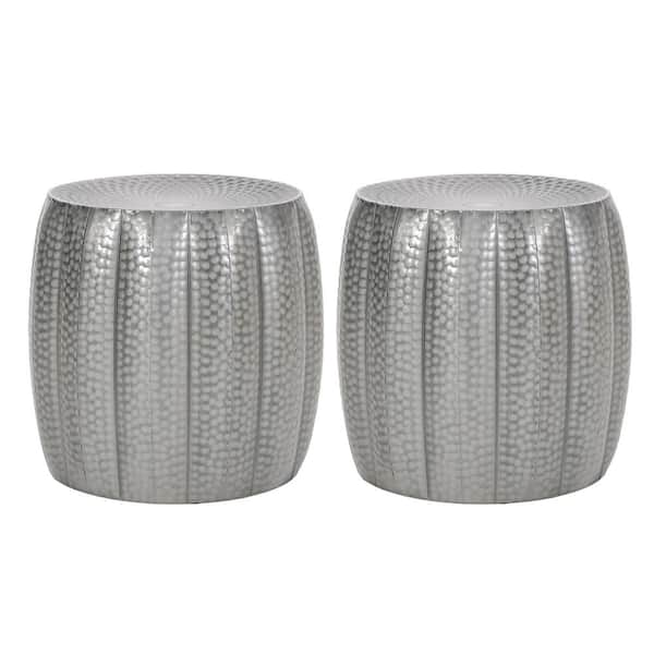 Unbranded Metal Hammered End Tables (Set of 2)