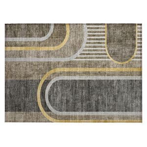 Chantille ACN532 Taupe 1 ft. 8 in. x 2 ft. 6 in. Machine Washable Indoor/Outdoor Geometric Area Rug