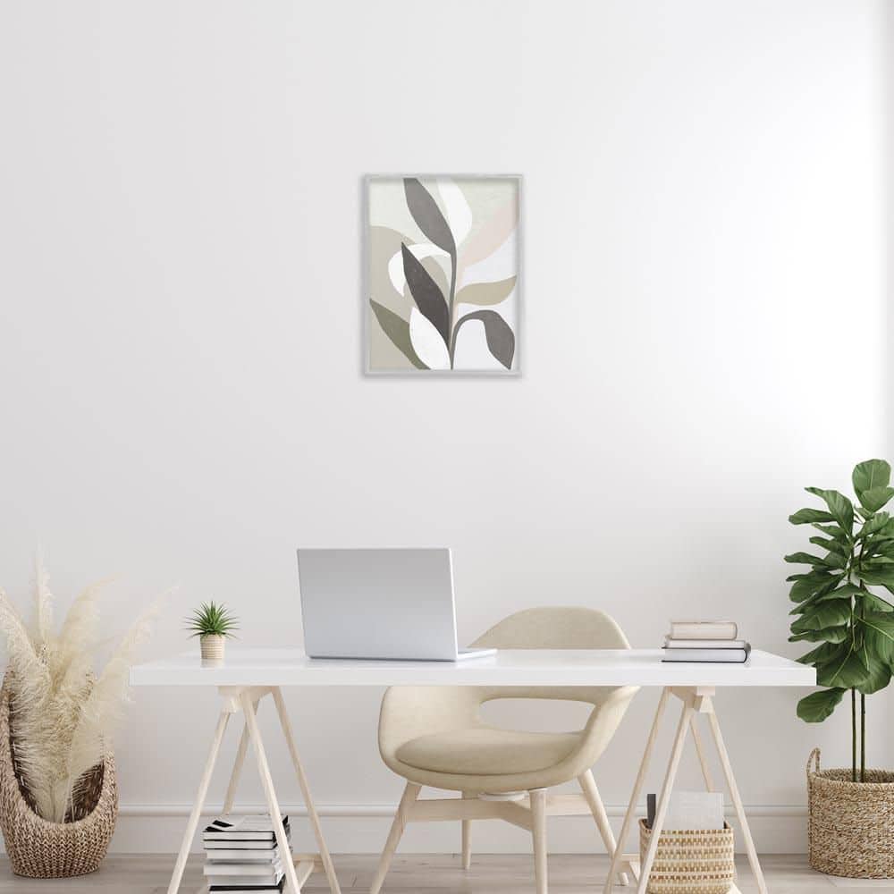 Soft Modern Organic Leaves by June Erica Vess Gray Framed Nature Giclee Art Print 20 in. x 16 in. price history on PriceWatchPro