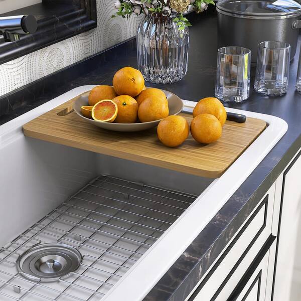 Zeafive 33 in. White Workstation Kitchen Sink Drop-In