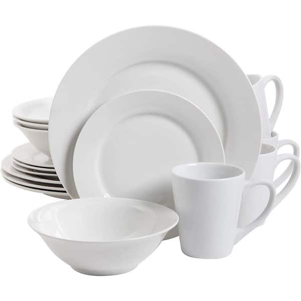 Gibson Porcelain Zen Buffet 16-Piece Round Dinnerware Set, White
