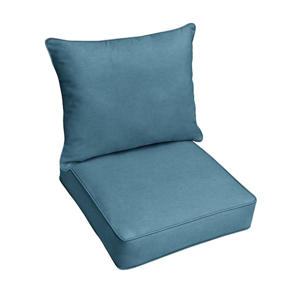 SORRA HOME 25 x 25 Deep Seating Outdoor Pillow and Cushion Set in Sunbrella Spectrum Denim