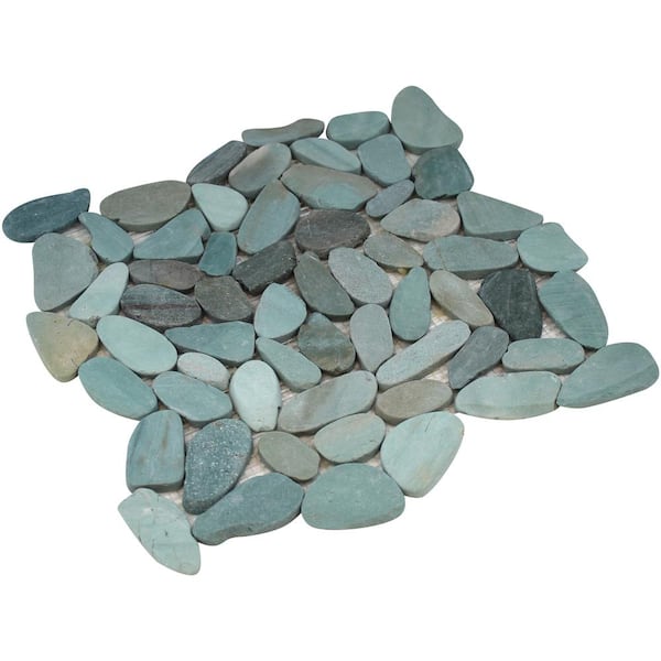 Rain Forest Tahiti Green 12 in. x 12 in. Sliced Pebble Stone Floor and Wall Tile (5.0 sq. ft./Case)