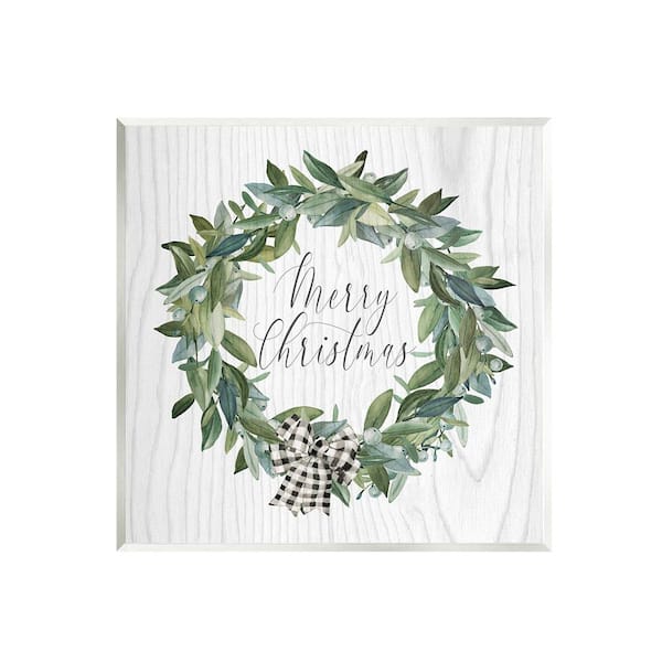 Stupell Industries Tartan Bow Wreath by Carol Robinson 1 Piece Unframed Graphic Print Typography Poster Art Print 12 in. x 12 in.