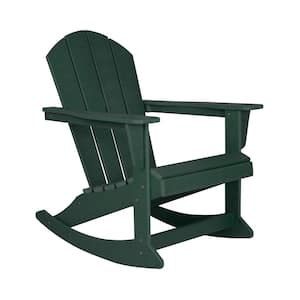 Laguna Fade Resistant Outdoor Patio HDPE Poly Plastic Adirondack Porch Rocking Chair in Dark Green