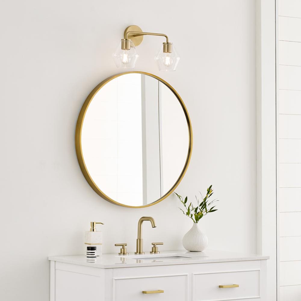 Jett 17" Satin Brass Vanity Light with Clear Glass Shades