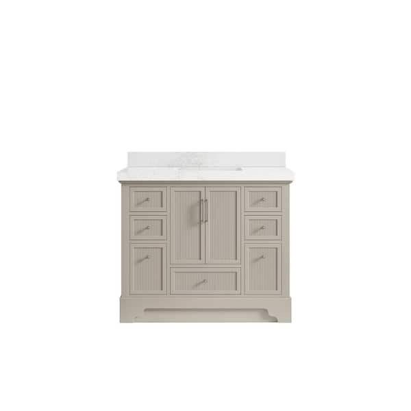 Willow Collections Alys 42 in. W x 22 in. D x 36 in. H Single Sink Bath Vanity in Fine Grain with 2 in. Empira Quartz Top