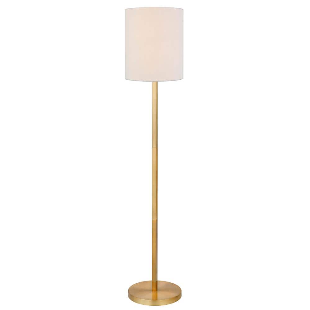 Braun Brushed Gold 62" Smart Floor Lamp with White Linen Shade