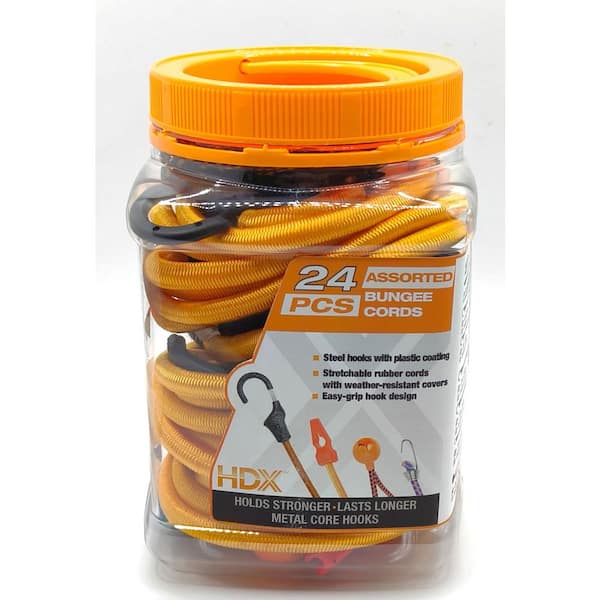 24-Pack Assorted Bungee Cords