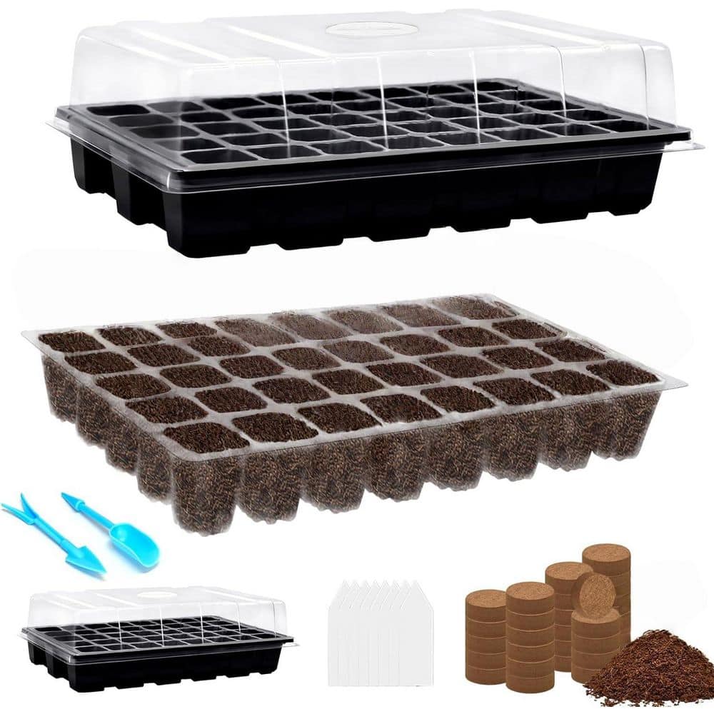 Seed Starter Kit 2 Pack 80 Cells Black Tray with 80 Organic Coco Pellets for Vegetable and Flower Planting price history on PriceWatchPro