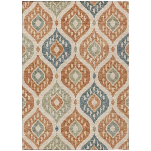Chantille Machine Washable Indoor/Outdoor Abstract ACN3123 Copper 9 ft. x 12 ft. Area Rug