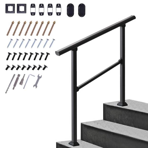 40.6 in. H x 39 in. W Black Carbon Metal Stair Railing Kit