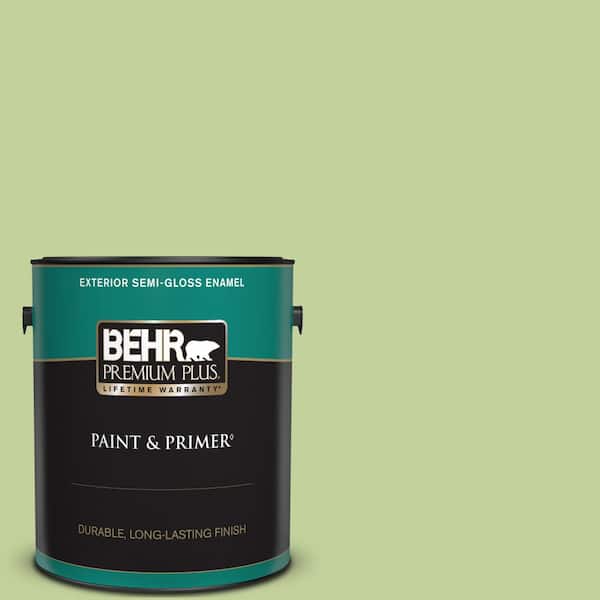 BEHR PREMIUM PLUS 1 gal. #P370-4 Cricket Field Semi-Gloss Enamel Exterior Paint & Primer