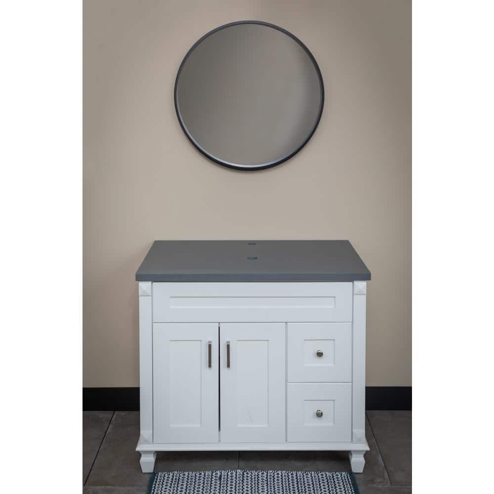 Dark Gray Terrazzo Stone Single Bathroom Vanity Top
