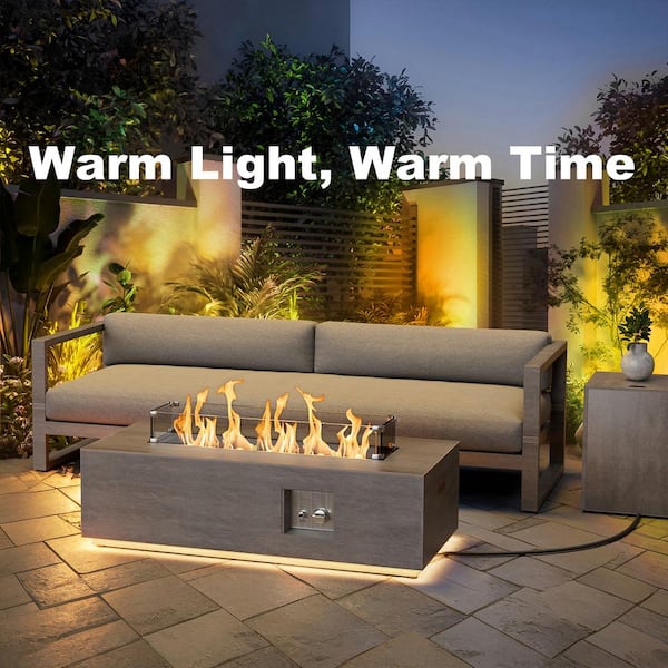 Lemonbest Propane Fire Pit, Fire Pit Table, 50000 BTU, Stainless Steel Lid w/Fire Glass, Square Lemonbest Propane Fire Pit, Fire Pit Table, 50000 BTU, Stainless Steel Lid w/Fire Glass, Square