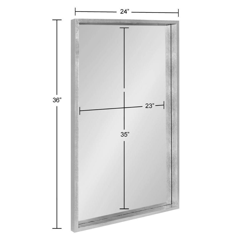 Transitional Silver Wood Rectangular Vanity Wall Mirror 39"x28"