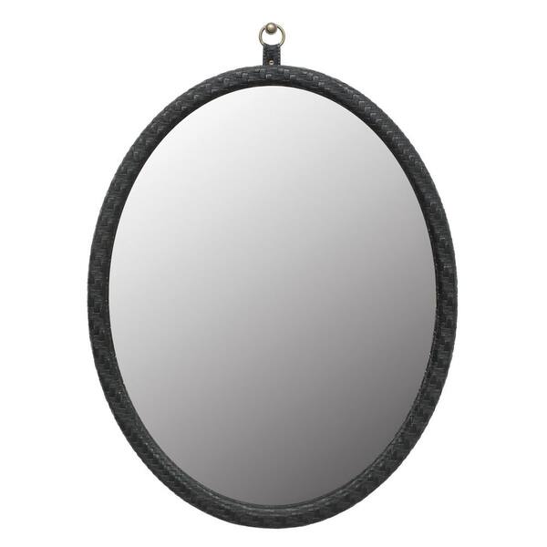 Unbranded 23.6 in. W x 29.9 in. H Oval Framed Wall Bathroom Vanity Mirror in Black