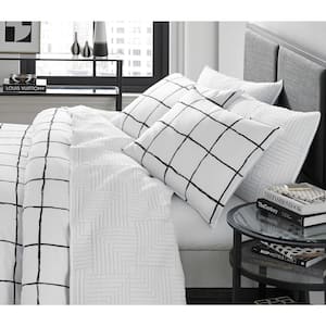 Zander 2-Piece White Plaid Microfiber Twin Comforter Set
