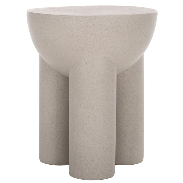 SAFAVIEH Kataleya 19.49 in. Gray Round Concrete End Table