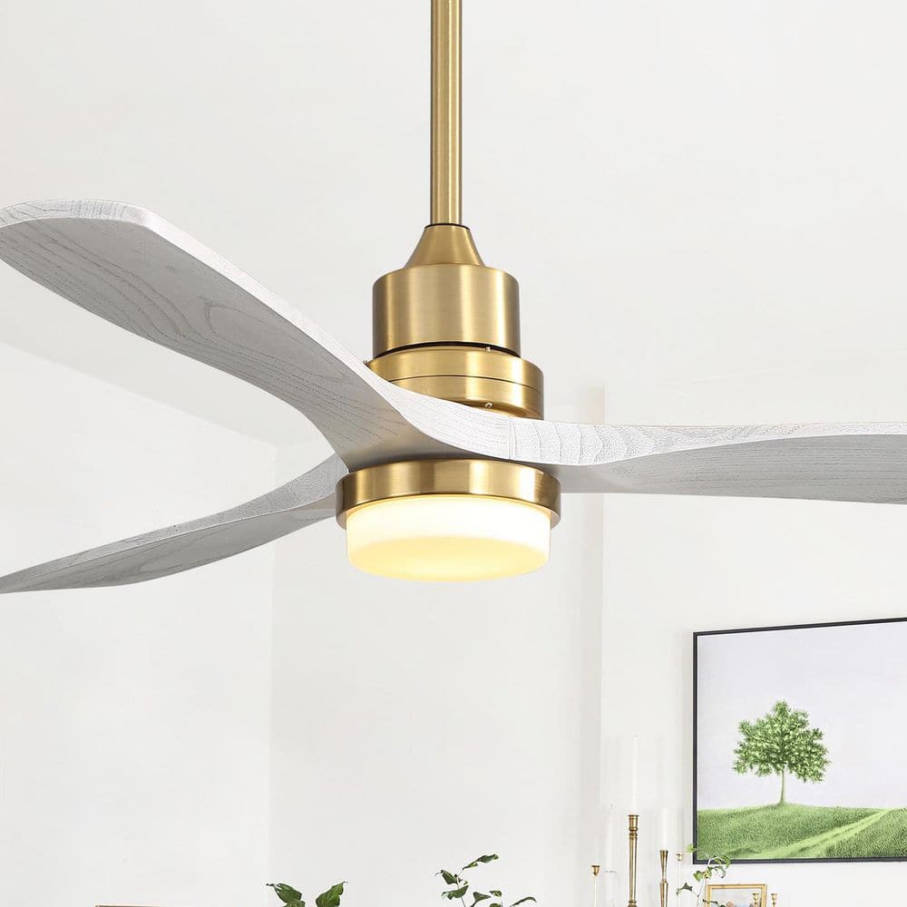 52 in. Indoor/Outdoor Gold Downrod Mount Ceiling Fan with Light Kit, Wood Gray Blades Downrod Remote Included price history on PriceWatchPro