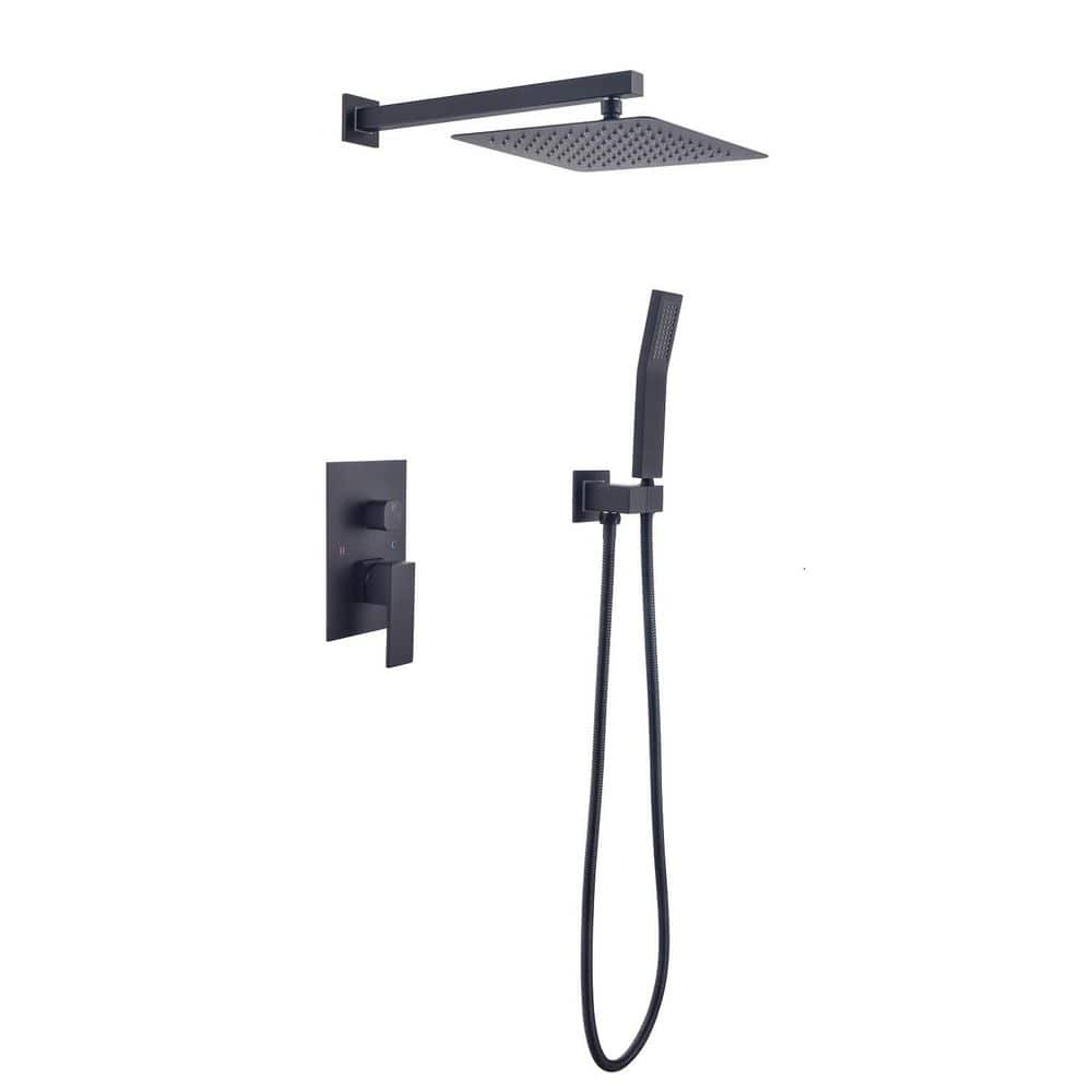 Single-Handle Shower System 10 in. Square Bathroom Shower Combo Set Wall Mount Tub Faucet in. Matte Black price history on PriceWatchPro