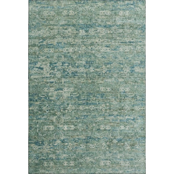 Mayfield Premium Machine Washable Abstract AMF2324 Teal 10 ft. x 14 ft. Area Rug