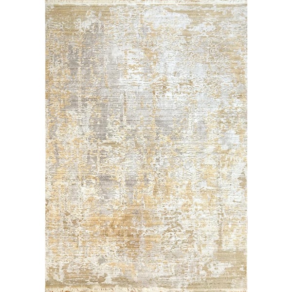 Dynamic Rugs Mood Yellow 7 ft. 10 in. x 10 ft. 10 in. Abstract Polyester Area Rug