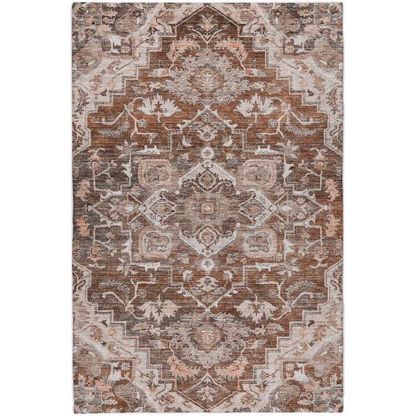 Dream Shag Premium Machine Washable Abstract ADS774 Terracotta 9 ft. x 12 ft. Area Rug