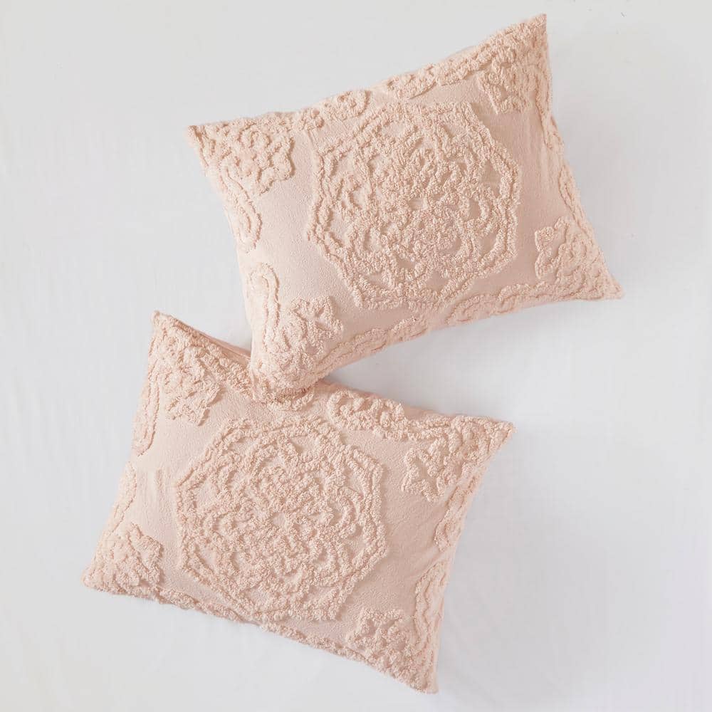 Blush Cotton Chenille Full Reversible Comforter Set