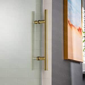 72 in. W x 76 in. H Frameless Sliding Shower Door in Brushed Gold with Shatter Retention Glass