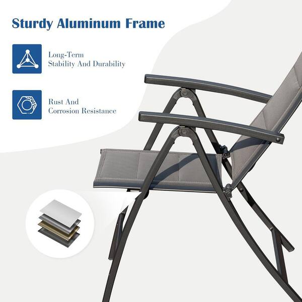 350 lbs. Aluminum Patio Folding Lawn Chair Beach Chair with Padded