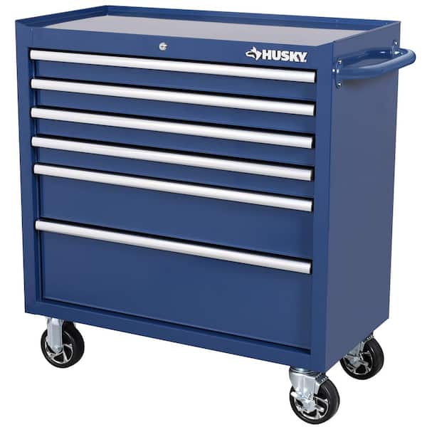 Husky 36 in. 6-Drawer Blue Rolling Tool Chest H36TR6BLU - The Home Depot