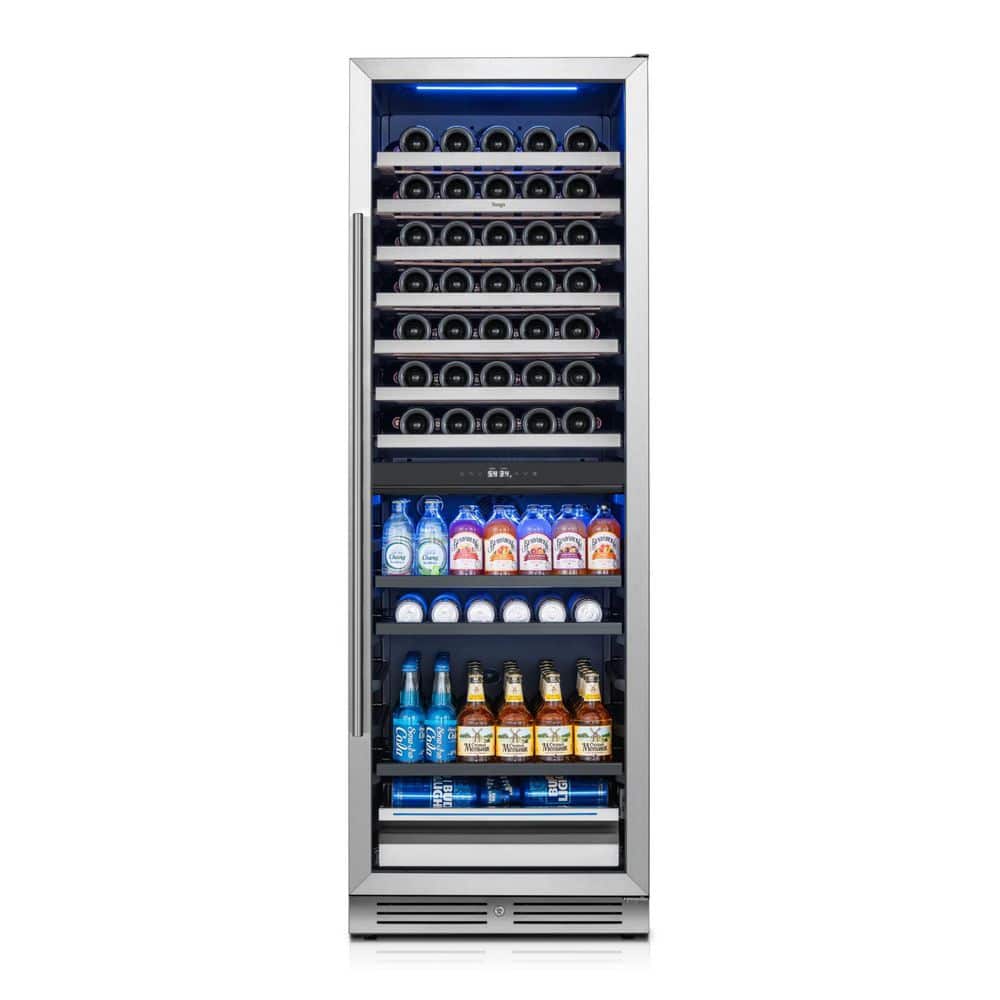 24 in. Freestanding Dual Zone 77-Wine Bottles and 182-Cans Beverage and Wine Cooler in Stainless Steel (Right-Hinged) price history on PriceWatchPro