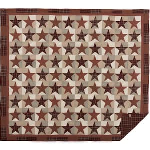 Abilene Star Burgundy Tan Brown Patchwork California King Cotton Quilt