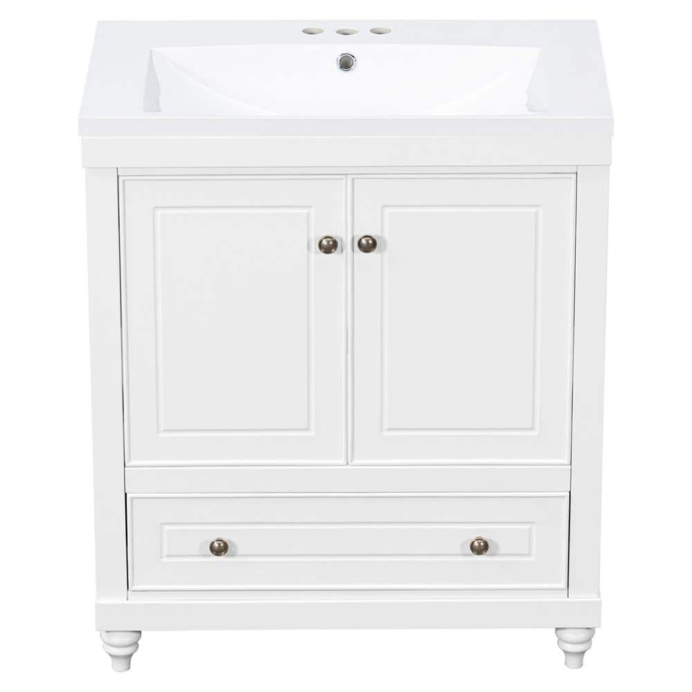 Euroco 18.07 inchw Bathroom Vanity with Sink,Bathroom Cabinet with 2 Doors & Drawer, White